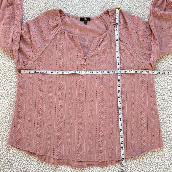 Frye Blush Pink Textured Long Puff Sleeve Western Cottagecore Blouse SZ XL - Picture 5 of 13